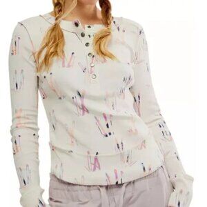 Free People Movement Women's Rally Printed Layer Skis Ivory Combo Size M